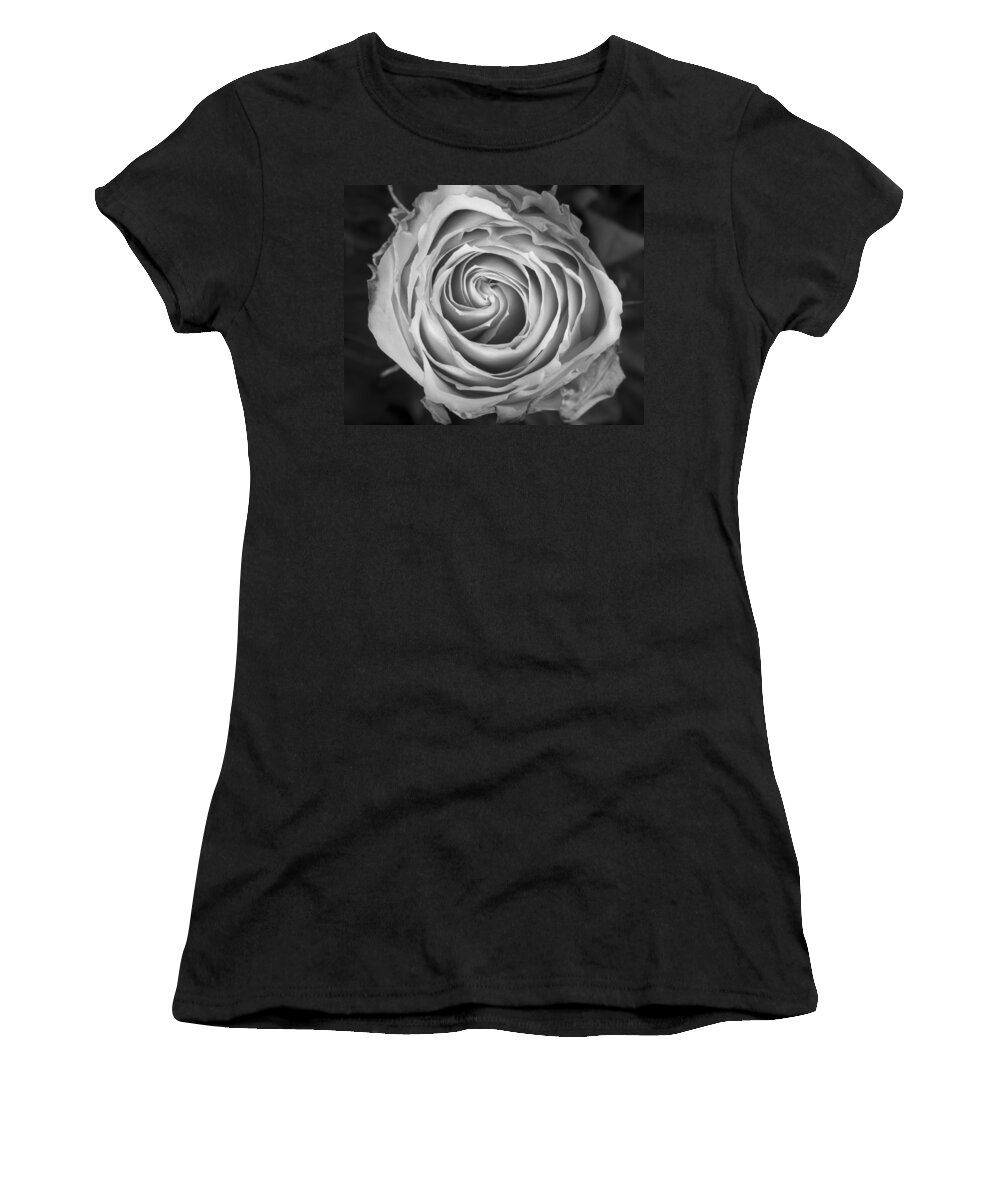 Rose Women's T-Shirt featuring the photograph Rose Spiral Black and White by James BO Insogna