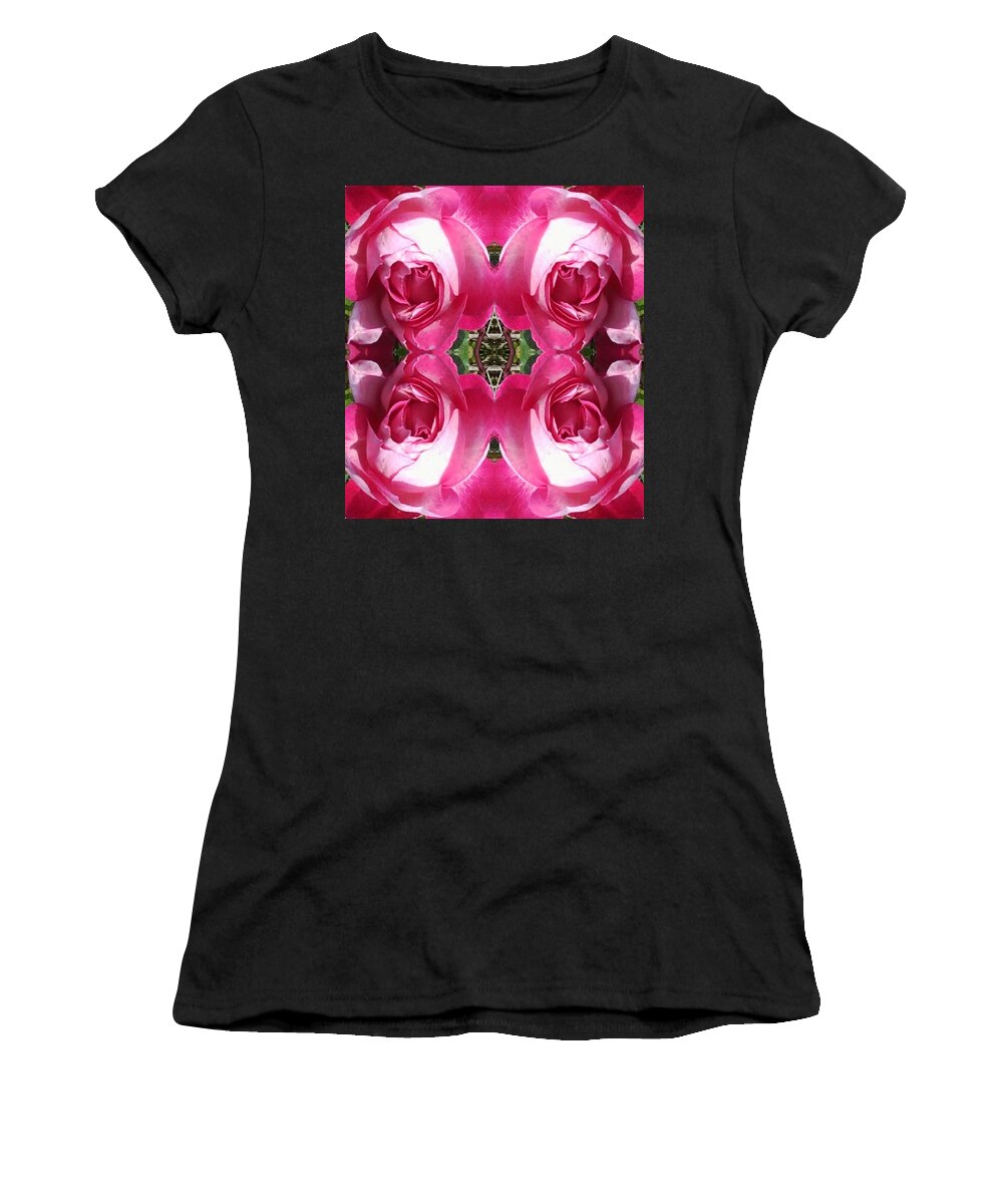 Rose Women's T-Shirt featuring the photograph Roses with Thorn Photo Fractal by Julia Woodman