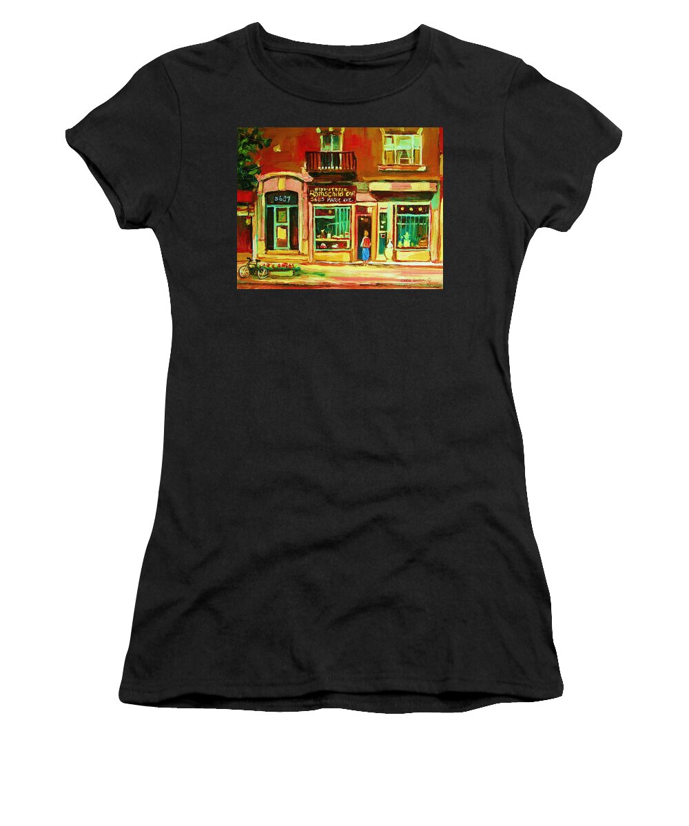Montreal Women's T-Shirt featuring the painting Rothchilds Jewellers On Park Avenue by Carole Spandau