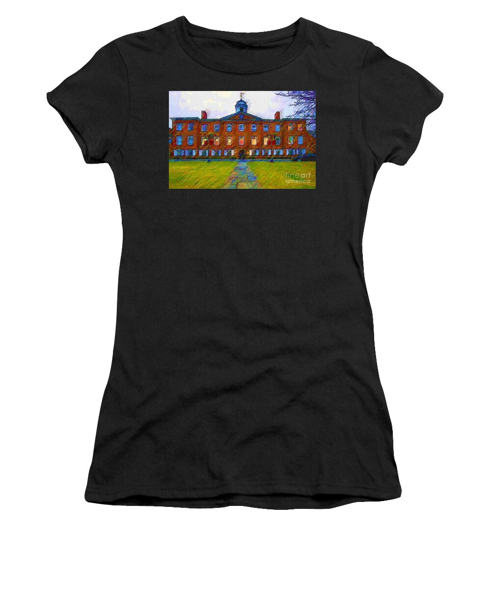 Rutgers University Women's T-Shirt featuring the painting Rutgers Old Lady by DJ Fessenden