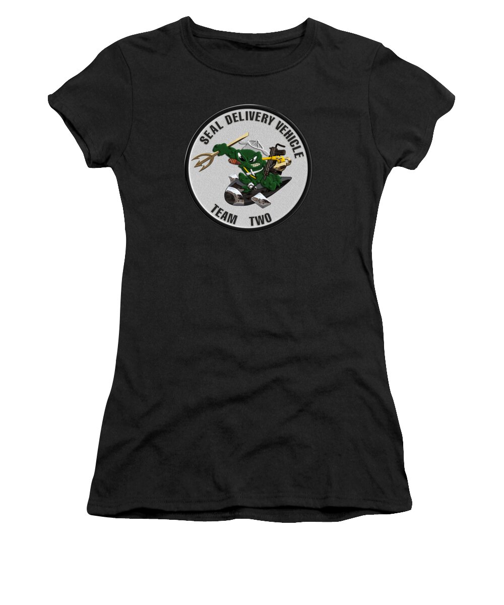 'military Insignia & Heraldry - Nswc' Collection By Serge Averbukh Women's T-Shirt featuring the digital art S E A L Delivery Vehicle Team Two - S D V T 2 Patch over Black Velvet by Serge Averbukh