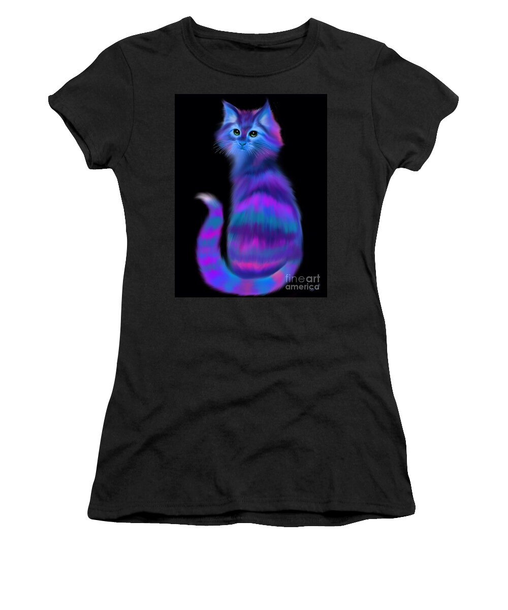 Cats Women's T-Shirt featuring the painting Sad Eyed Colorful Cat by Nick Gustafson
