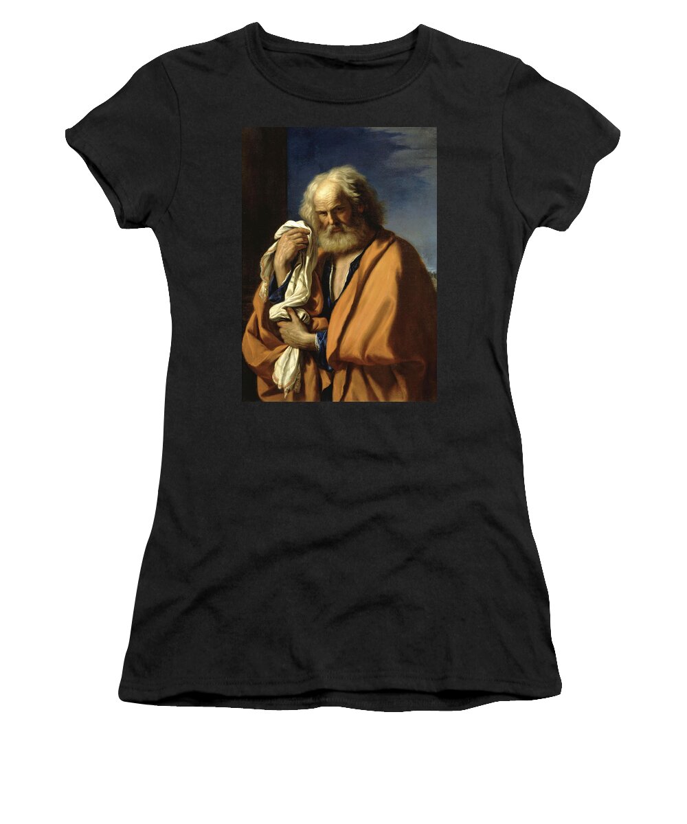 Guercino Women's T-Shirt featuring the painting Saint Peter Penitent by Guercino