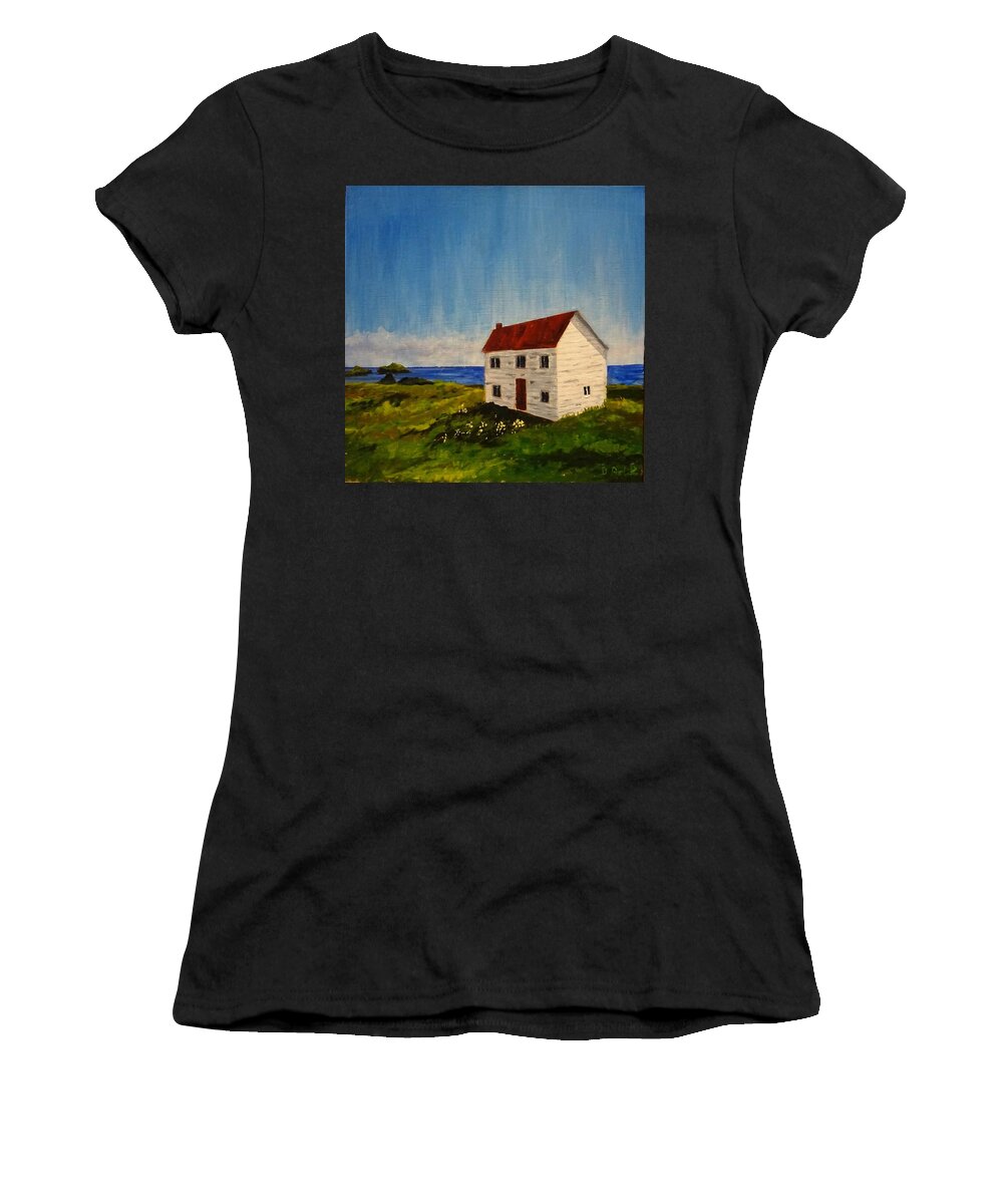 Newfoundland Women's T-Shirt featuring the painting Saltbox House by Diane Arlitt