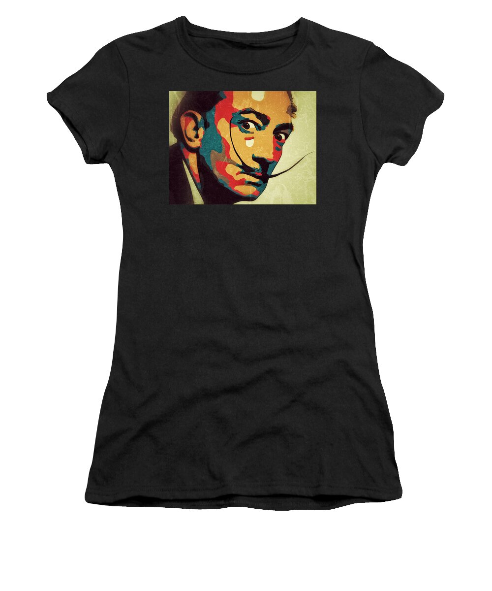 Salvador Women's T-Shirt featuring the digital art Salvador Dali portrait by Yury Malkov