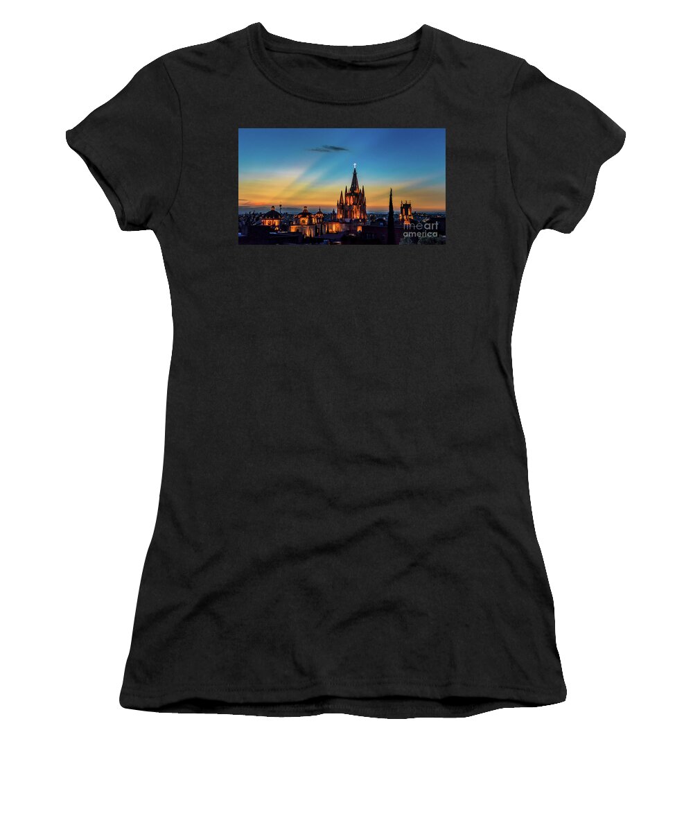 Sunset Women's T-Shirt featuring the photograph San Miguel Sunset by David Meznarich