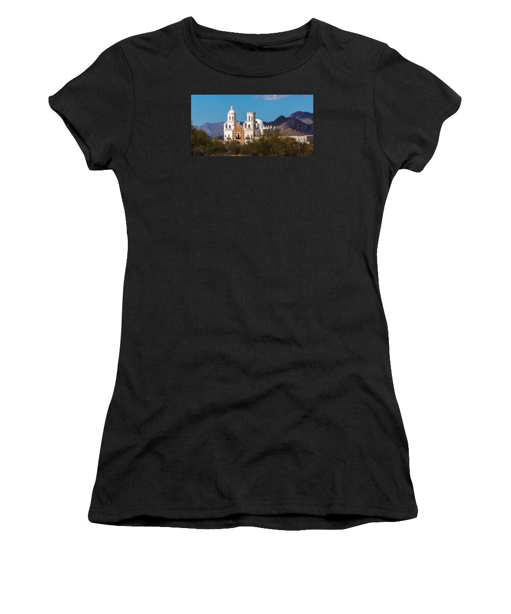 Architecture Women's T-Shirt featuring the photograph San Xavier Mission Tucson by Ed Gleichman