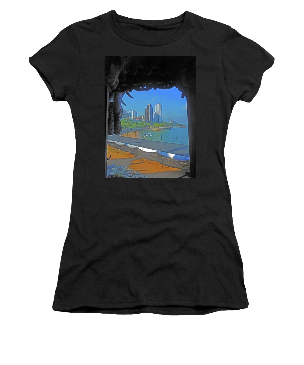  Laem Chabang Women's T-Shirt featuring the photograph Sanctuary Of Truth 10 by Ron Kandt