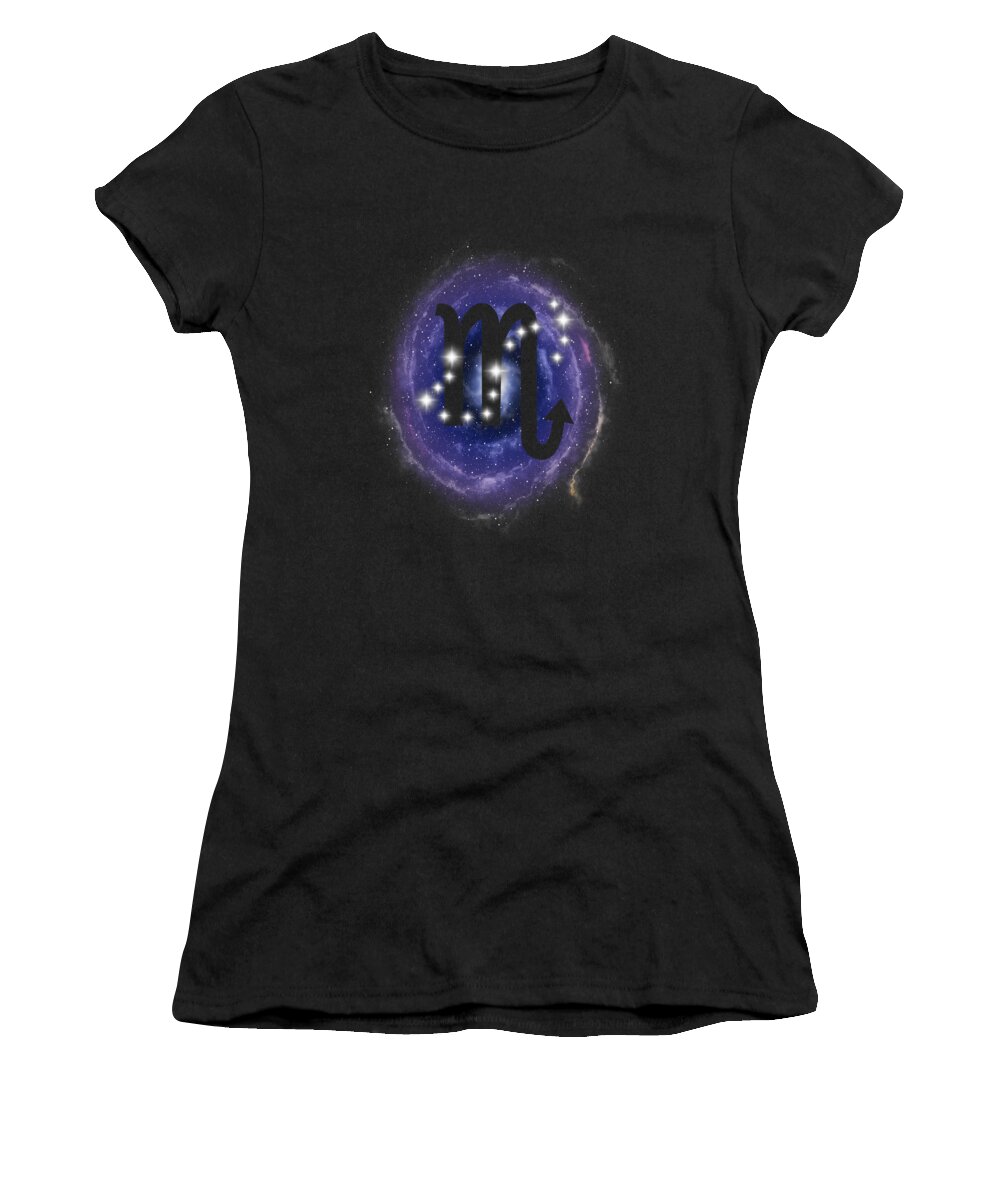 Scorpio Women's T-Shirt featuring the digital art Scorpio Zodiac Sign Stars Constellation by Garaga Designs