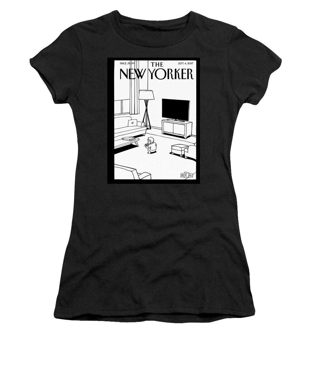 Screen Time Women's T-Shirt featuring the drawing Screen Time by Bruce Eric Kaplan