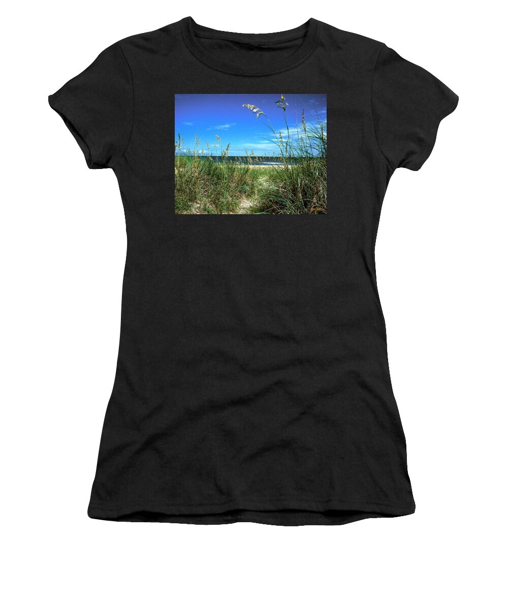 Ocean Women's T-Shirt featuring the photograph Sea Oat Dunes 11D by Gerry Gantt