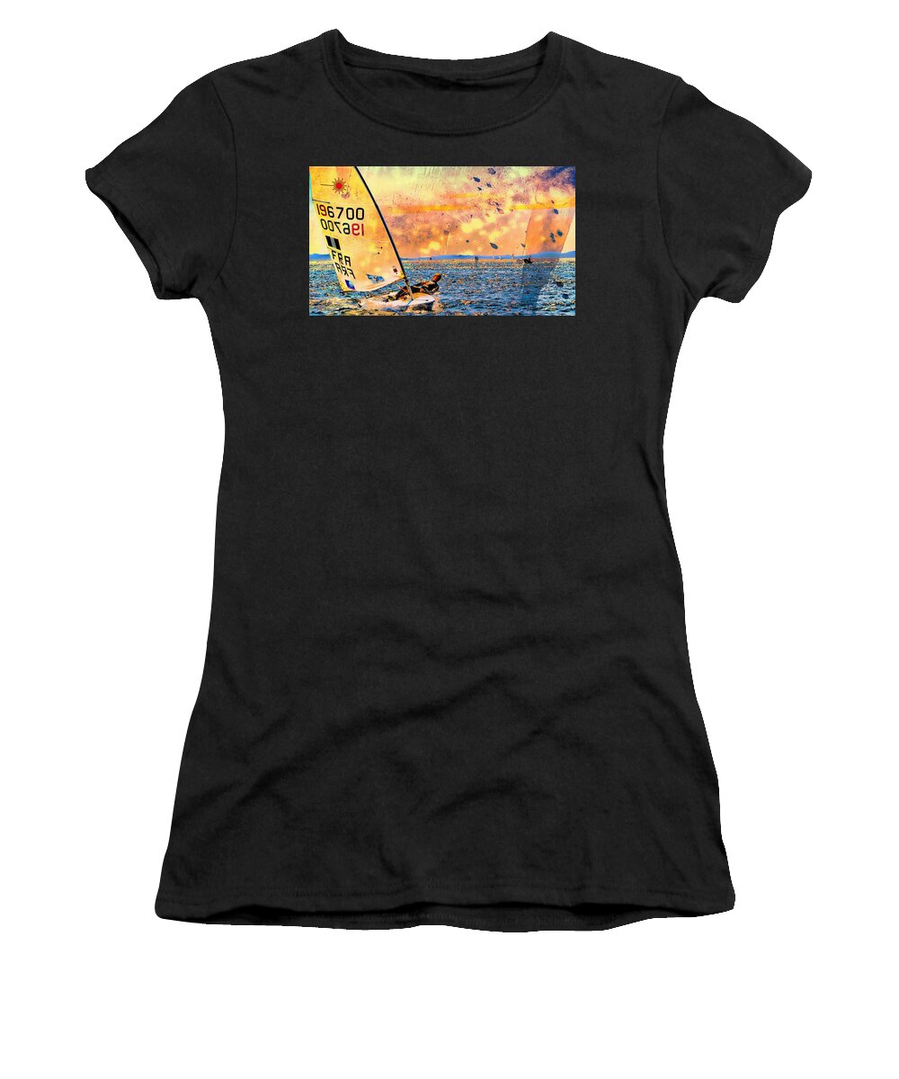 Southern France Women's T-Shirt featuring the photograph Sea Sunset by Jean Francois Gil