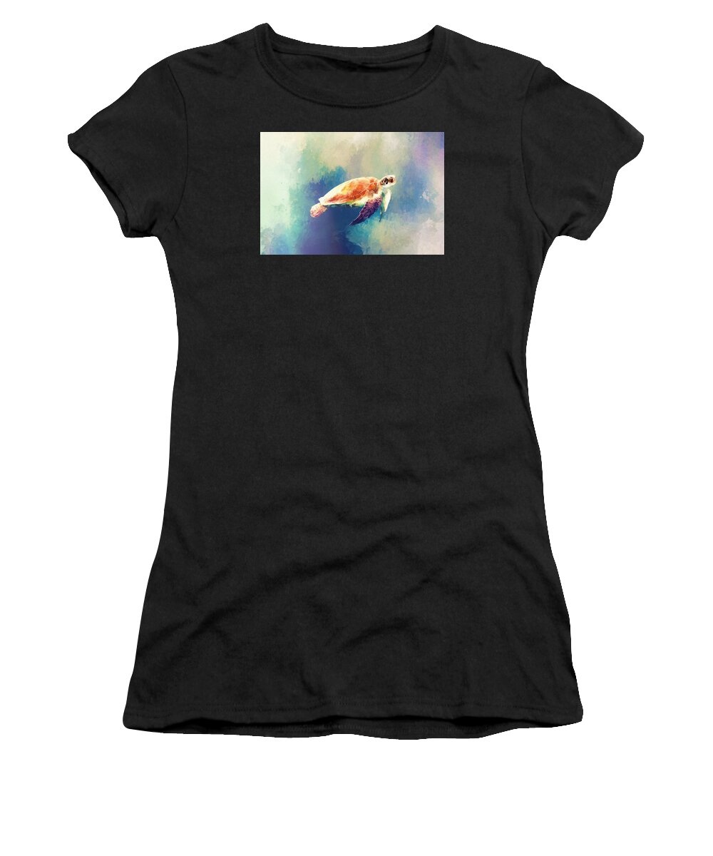 Sea Turtle Women's T-Shirt featuring the painting Sea Turtle by Modern Art