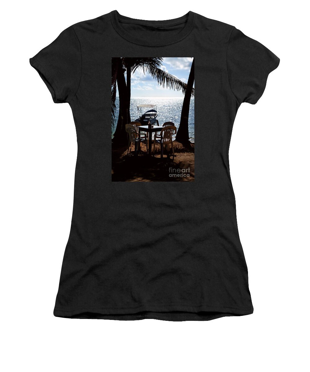 Ambergris Caye Women's T-Shirt featuring the photograph Seaside Dining by Lawrence Burry