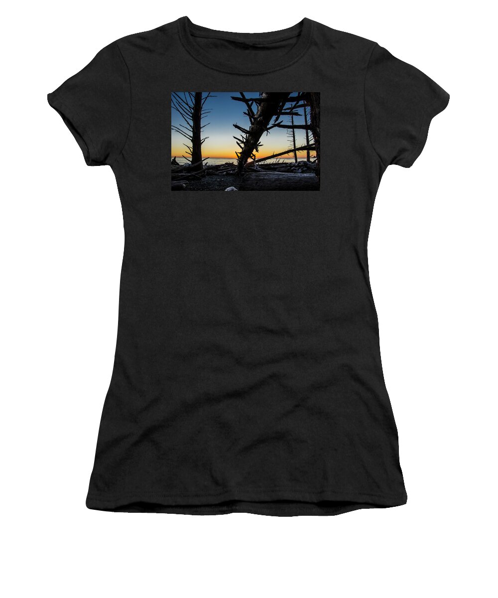 Branch Women's T-Shirt featuring the photograph Seaside Tree Branch Sunset 3 by Pelo Blanco Photo