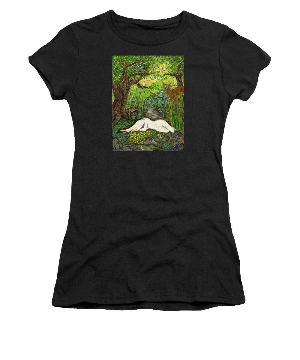 Birds Women's T-Shirt featuring the drawing Shade Falls by FT McKinstry