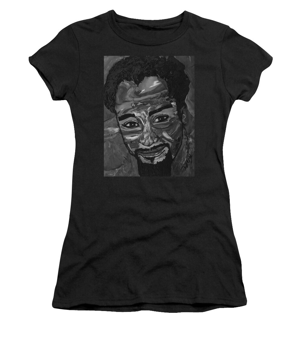 Black And White Women's T-Shirt featuring the photograph Shane in Black and White by Deborah Stanley