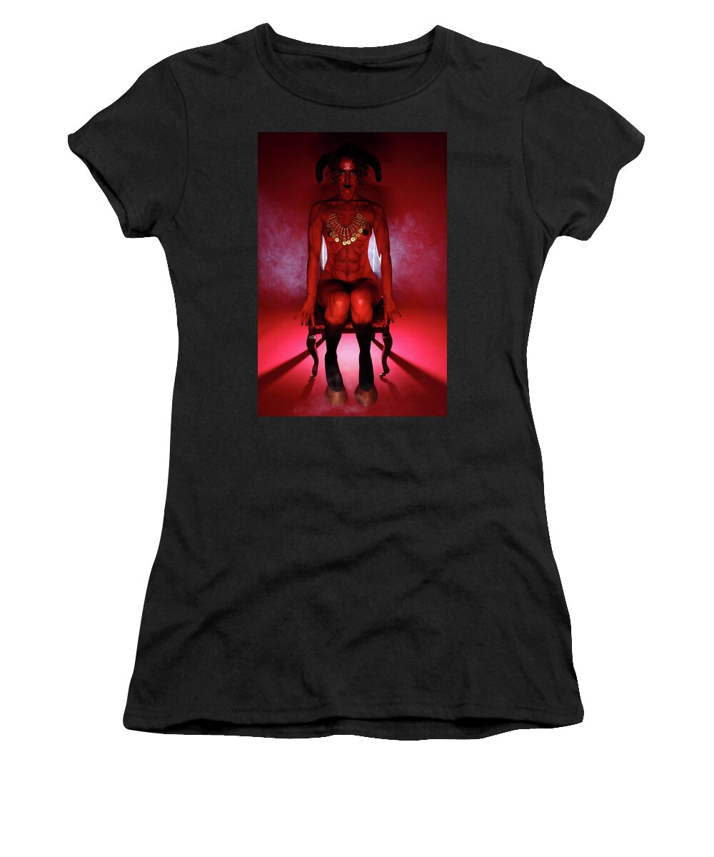 Red Women's T-Shirt featuring the photograph She-Devil by Nicky and the Firmins