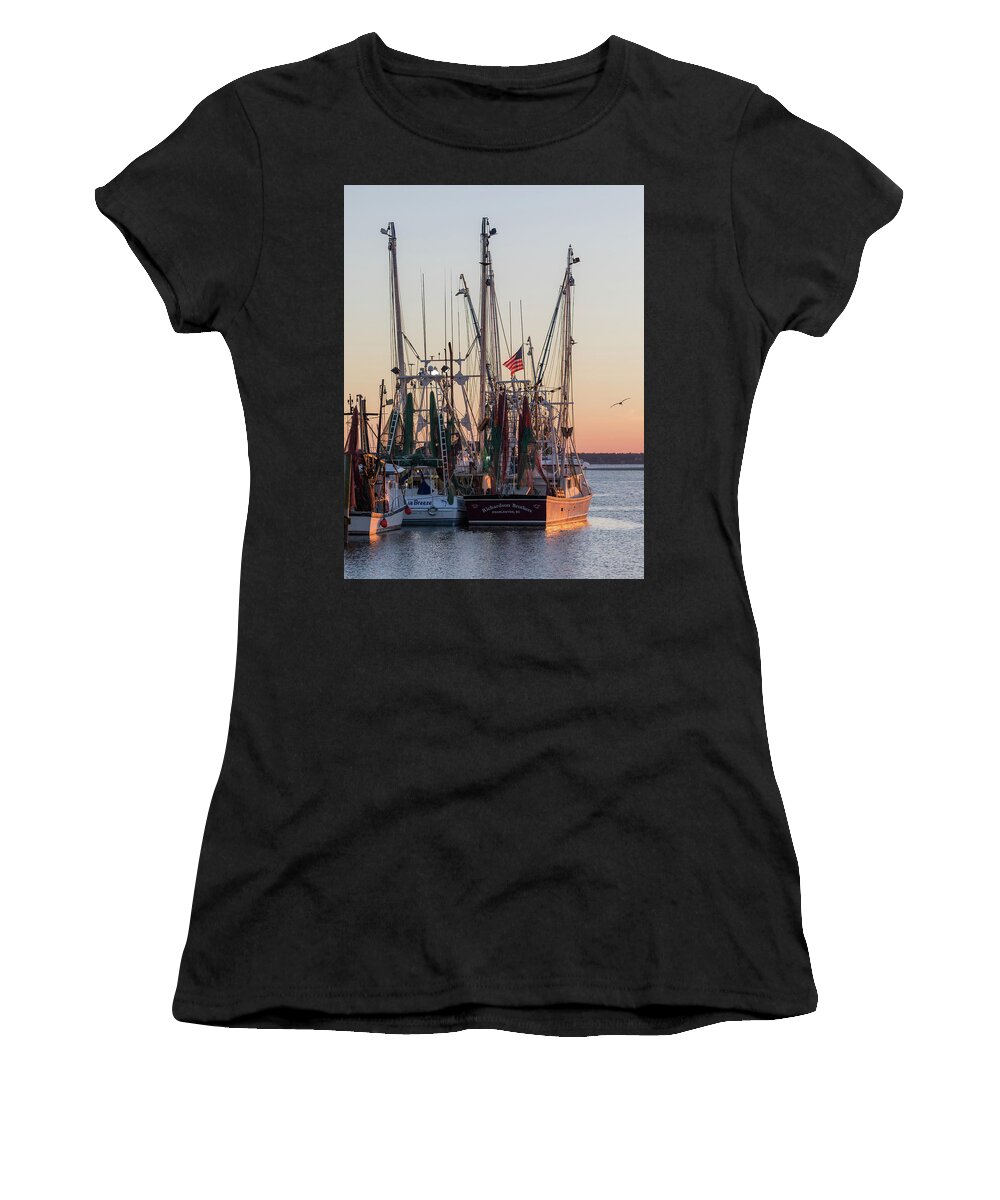 Shem Creek Women's T-Shirt featuring the photograph Shem Creek Gold by Donnie Whitaker