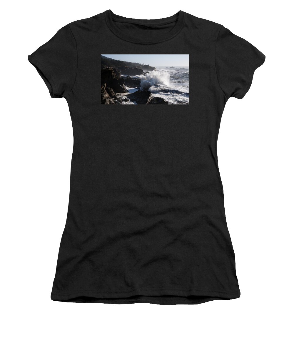 Shore Acres Women's T-Shirt featuring the photograph Shore Acres Wave 3 by Vivian Christopher