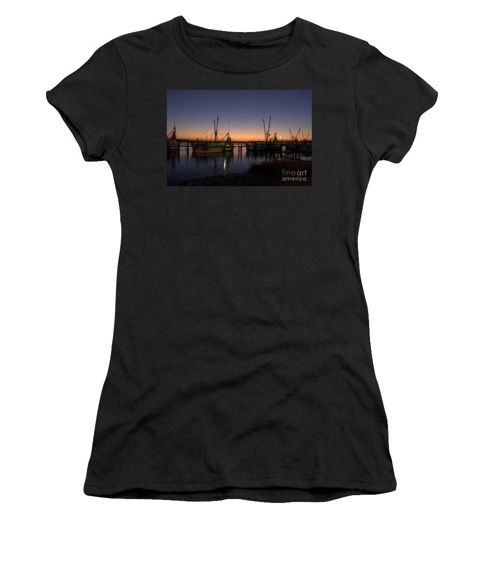 Fishing Women's T-Shirt featuring the photograph Shrimp Fleet Sunset by Tim Mulina