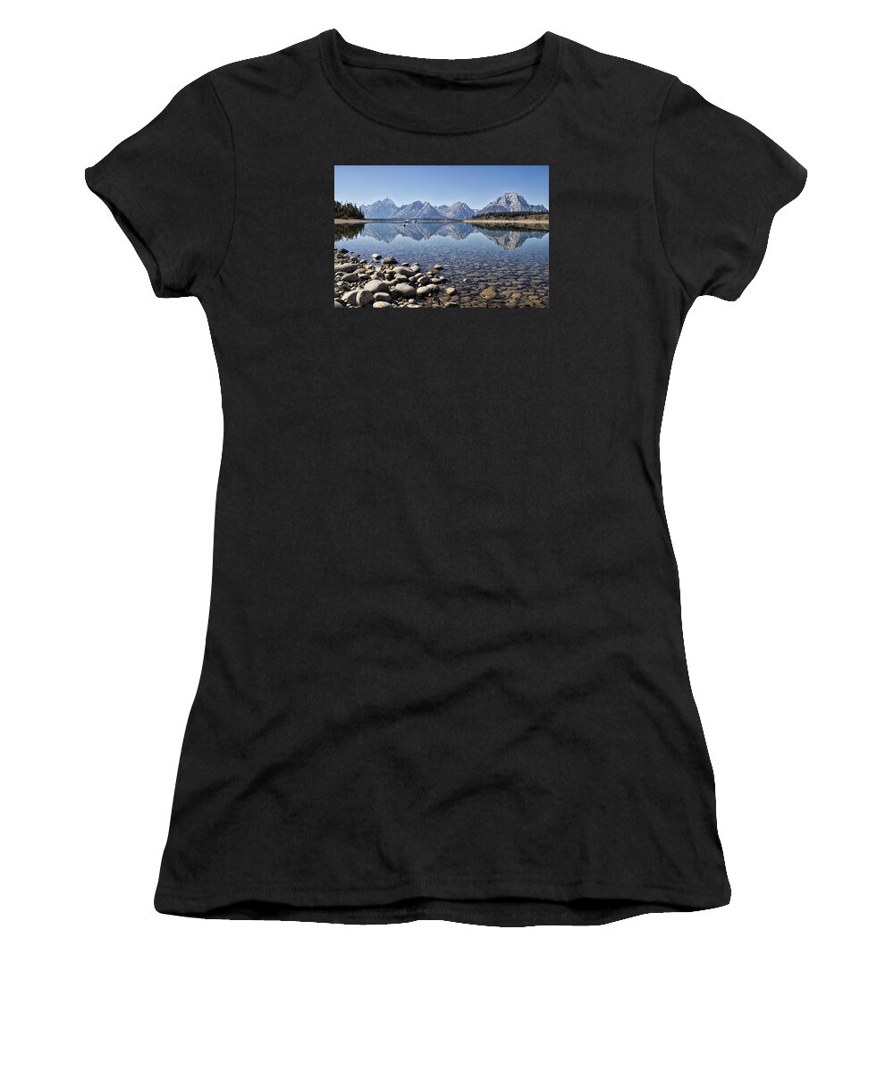 Tetons Women's T-Shirt featuring the photograph Jackson Lake near Signal Mountain Lodge by Shirley Mitchell