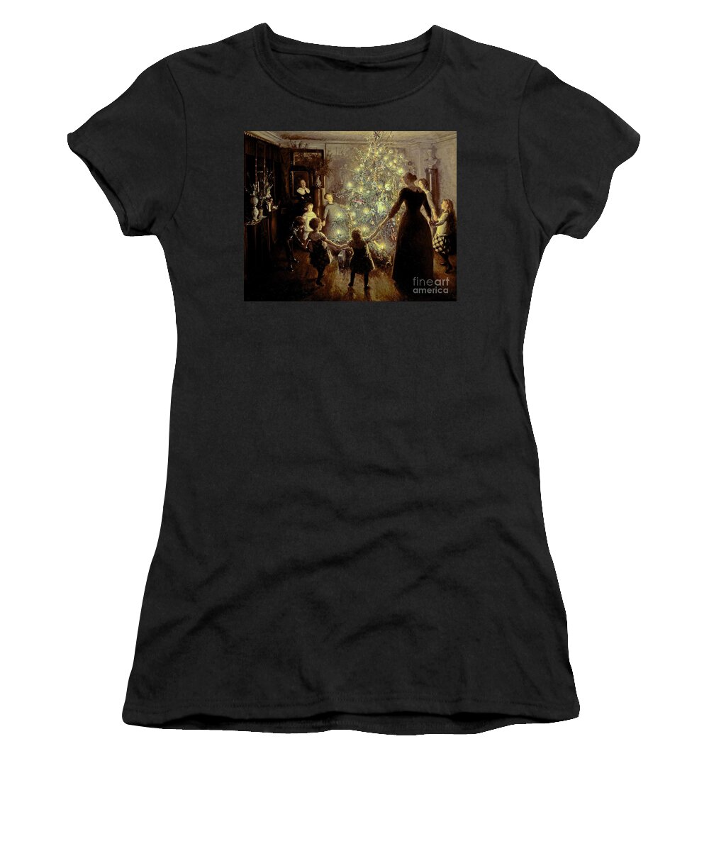 Xmas Women's T-Shirt featuring the painting Silent Night by Viggo Johansen