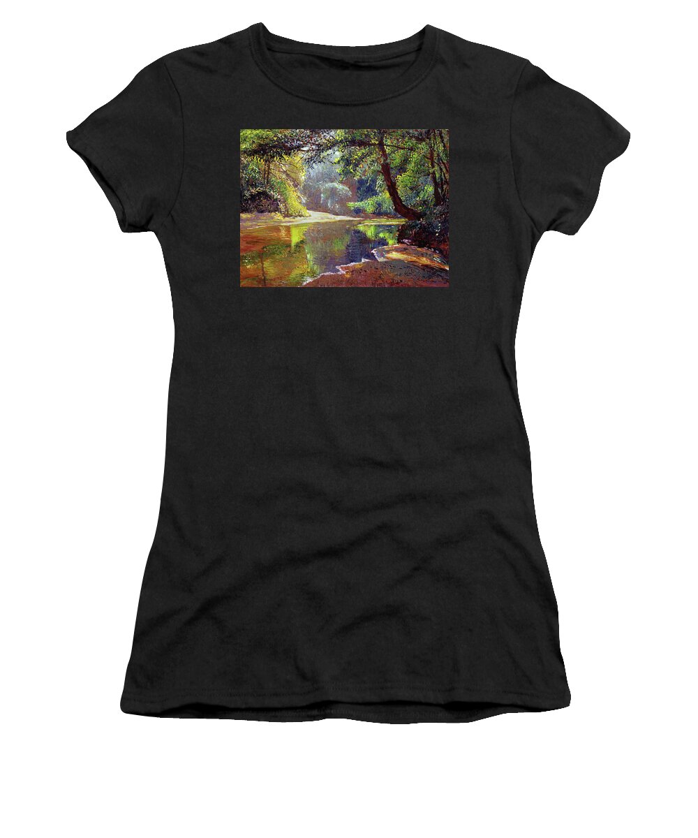Impressionist Women's T-Shirt featuring the painting Silent River by David Lloyd Glover
