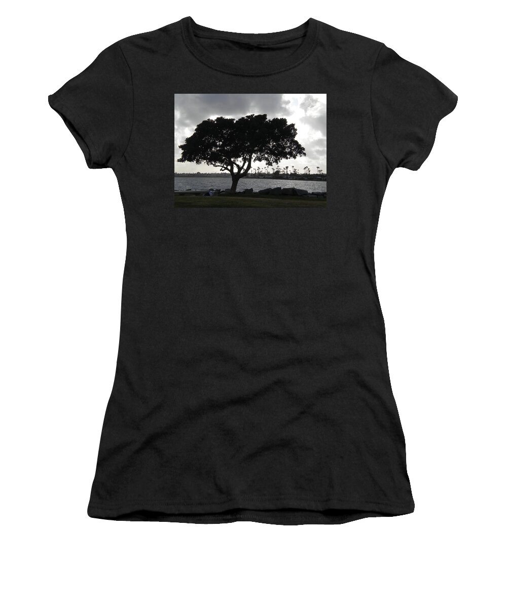 Mission Bay Women's T-Shirt featuring the photograph Silhouette of Tree by Bridgette Gomes