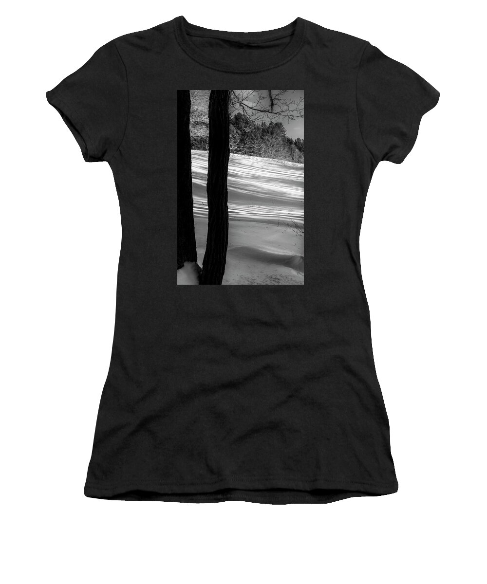 Vermont Winter Women's T-Shirt featuring the photograph Snow Shadows by Tom Singleton
