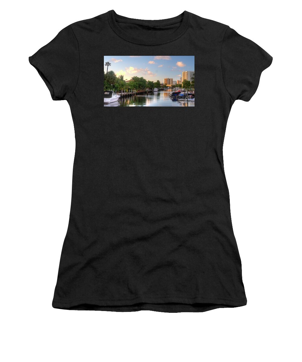 Lauderdale Women's T-Shirt featuring the photograph South Florida canal living by Ules Barnwell