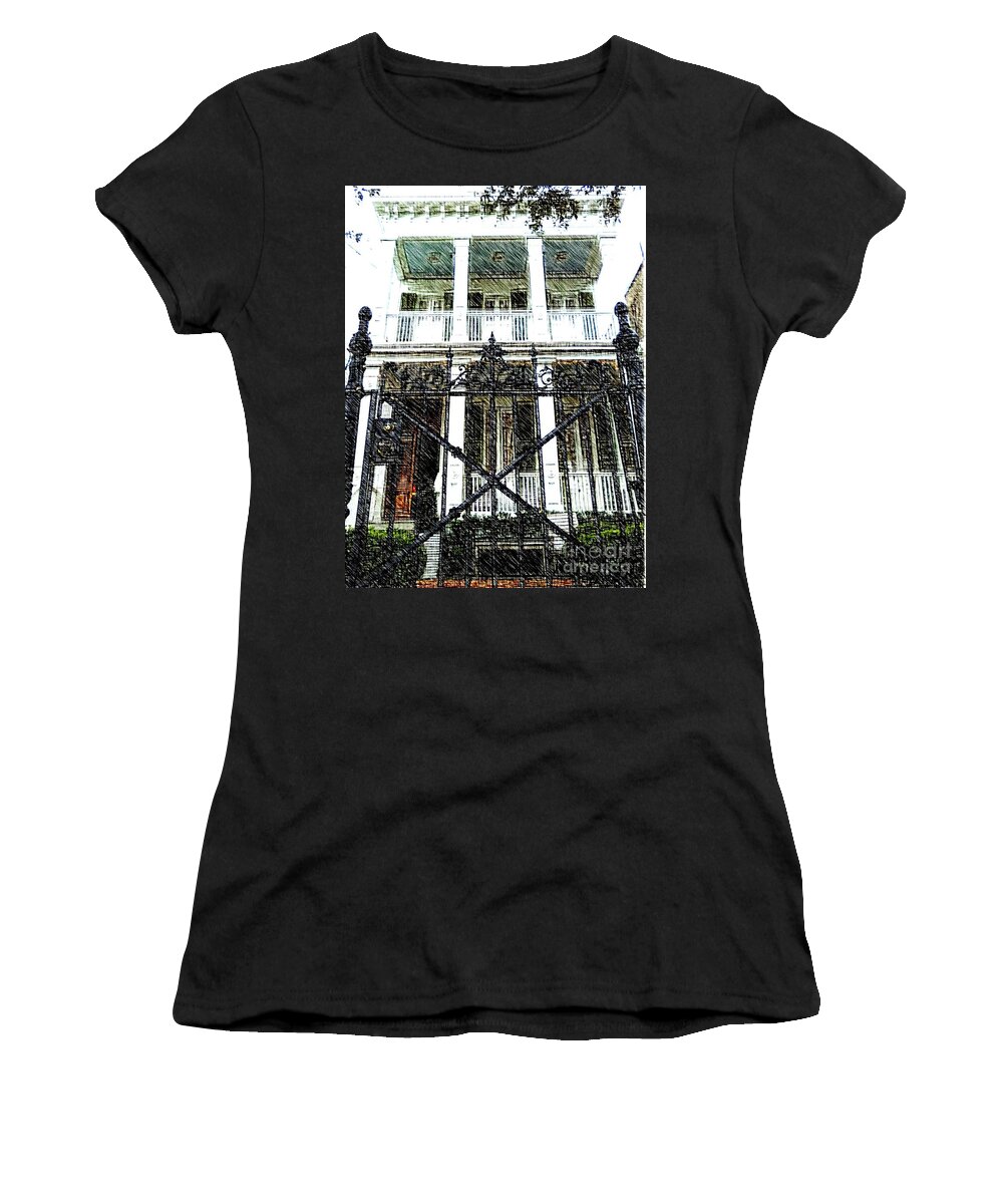 Architecture Women's T-Shirt featuring the photograph Southern Elegance Sketch by Michael Hoard