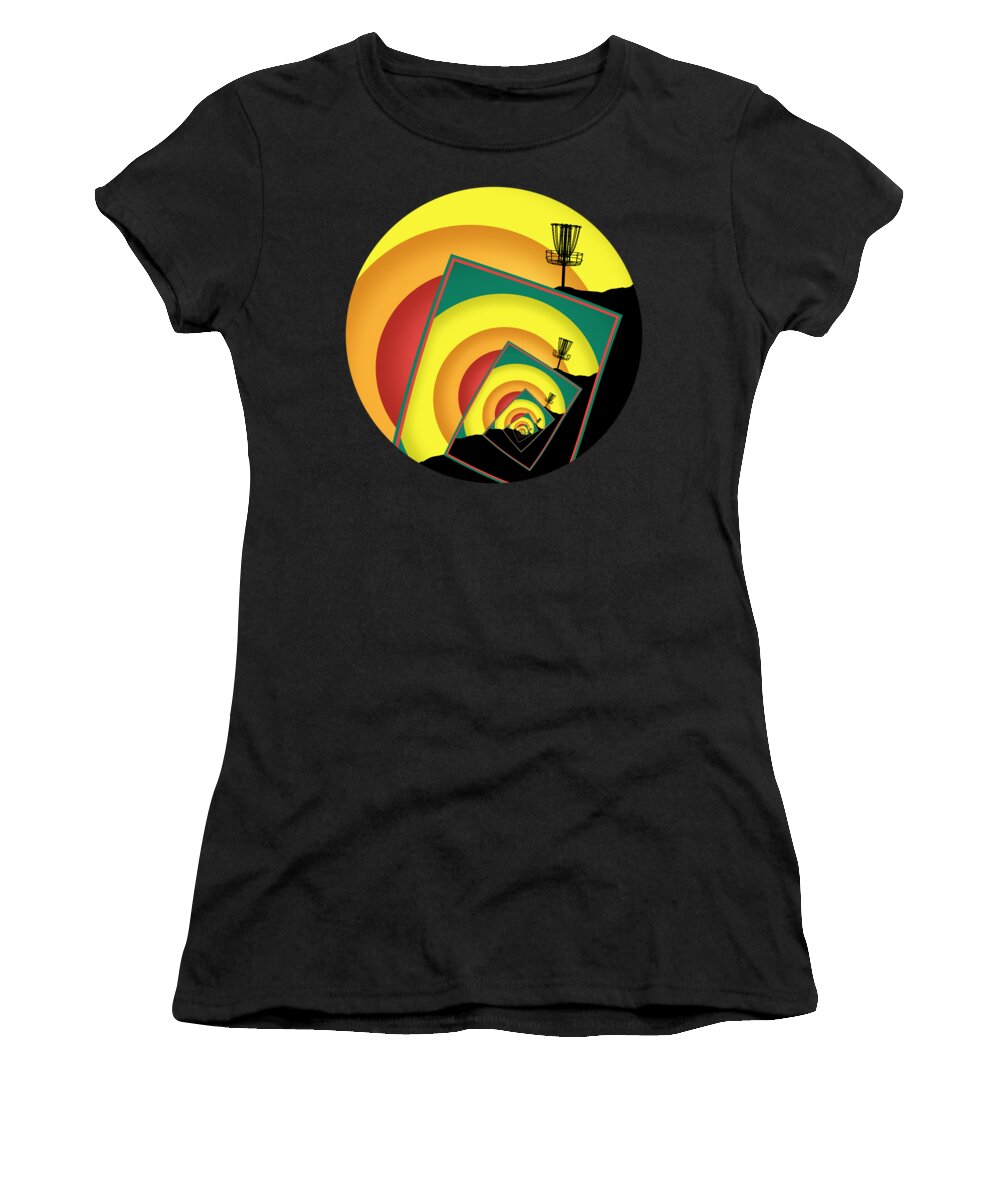 Disc Golf Women's T-Shirt featuring the digital art Spinning Disc Golf Baskets 3 by Phil Perkins