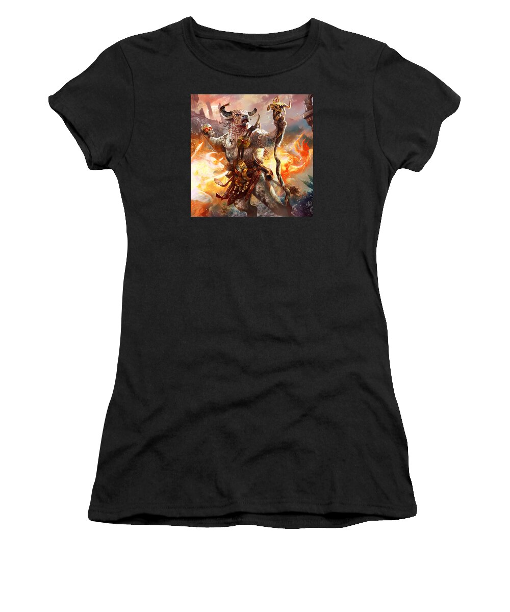 Ryan Barger Women's T-Shirt featuring the digital art Spiritcaller Shaman by Ryan Barger