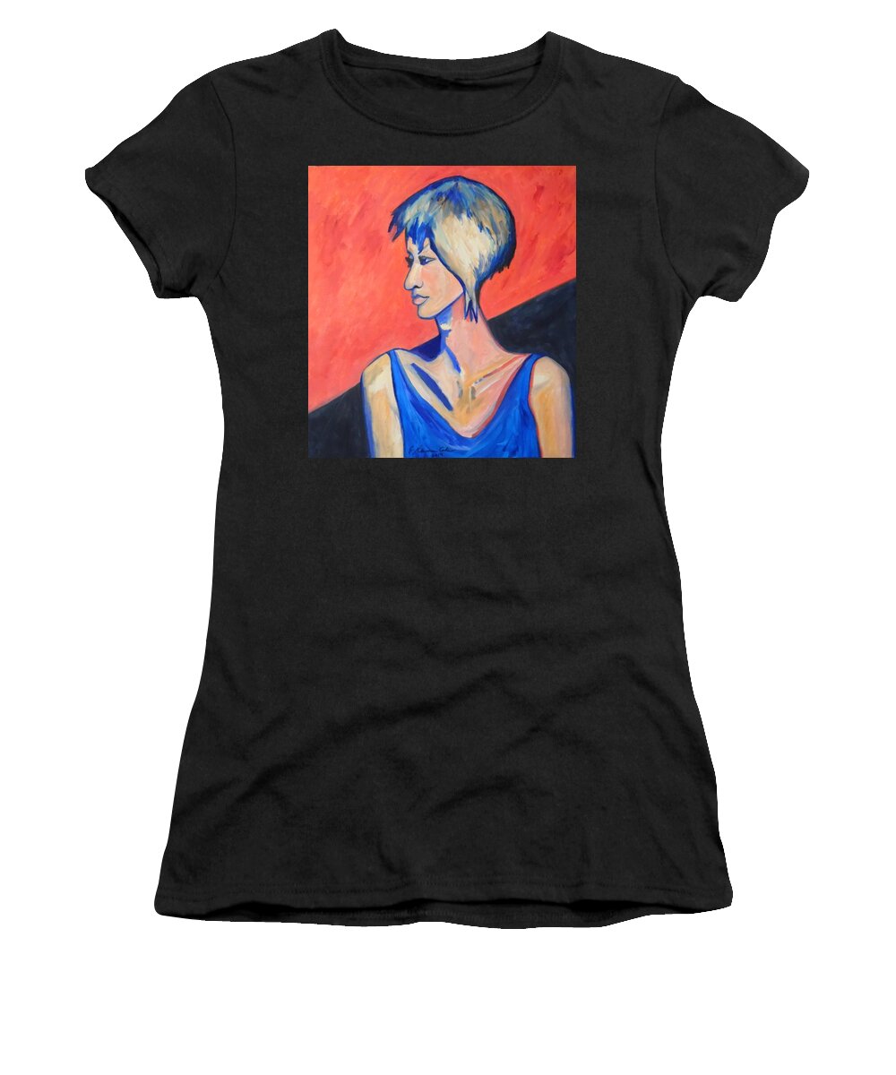 Split Personality Women's T-Shirt featuring the painting Split Personality by Esther Newman-Cohen