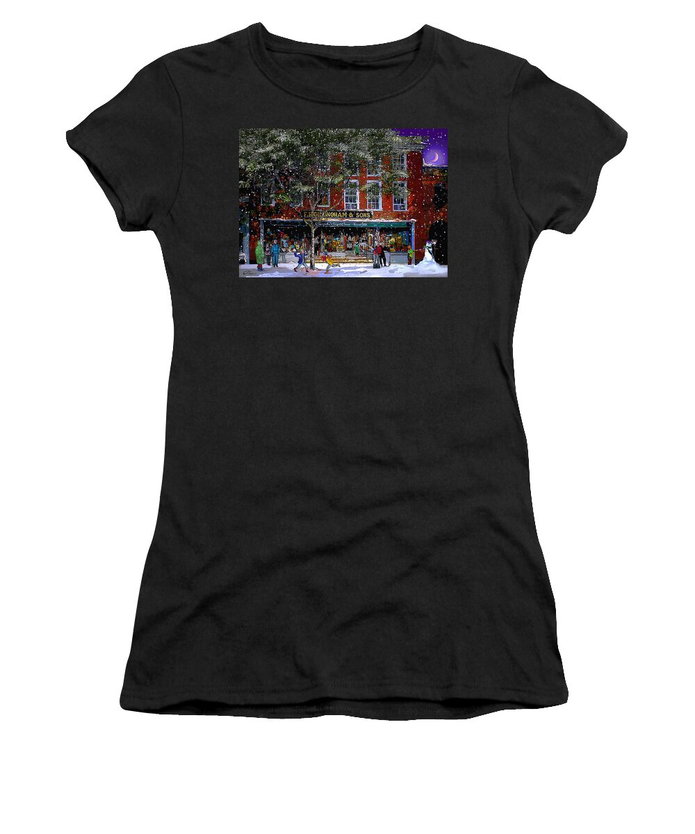 Vermont Women's T-Shirt featuring the photograph Spring Snow at Gillingham and Sons by Nancy Griswold
