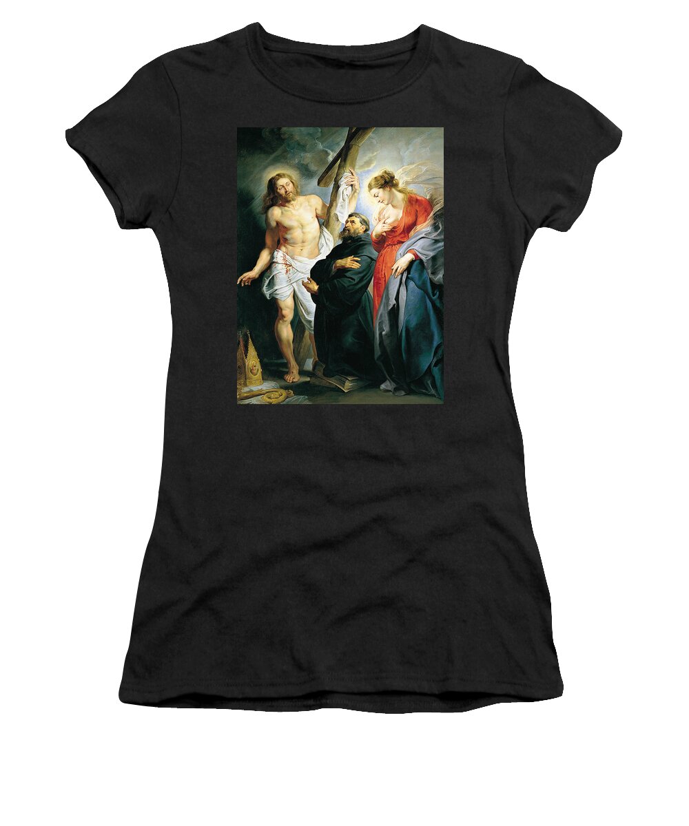 Flemish Painters Women's T-Shirt featuring the painting St. Augustine between Christ and the Virgin by Peter Paul Rubens