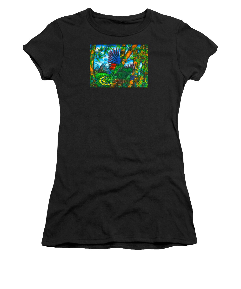 St. Lucia Parrot Women's T-Shirt featuring the painting Gwi Gwi St. Lucia Amazon Parrot - Exotic Bird by Daniel Jean-Baptiste