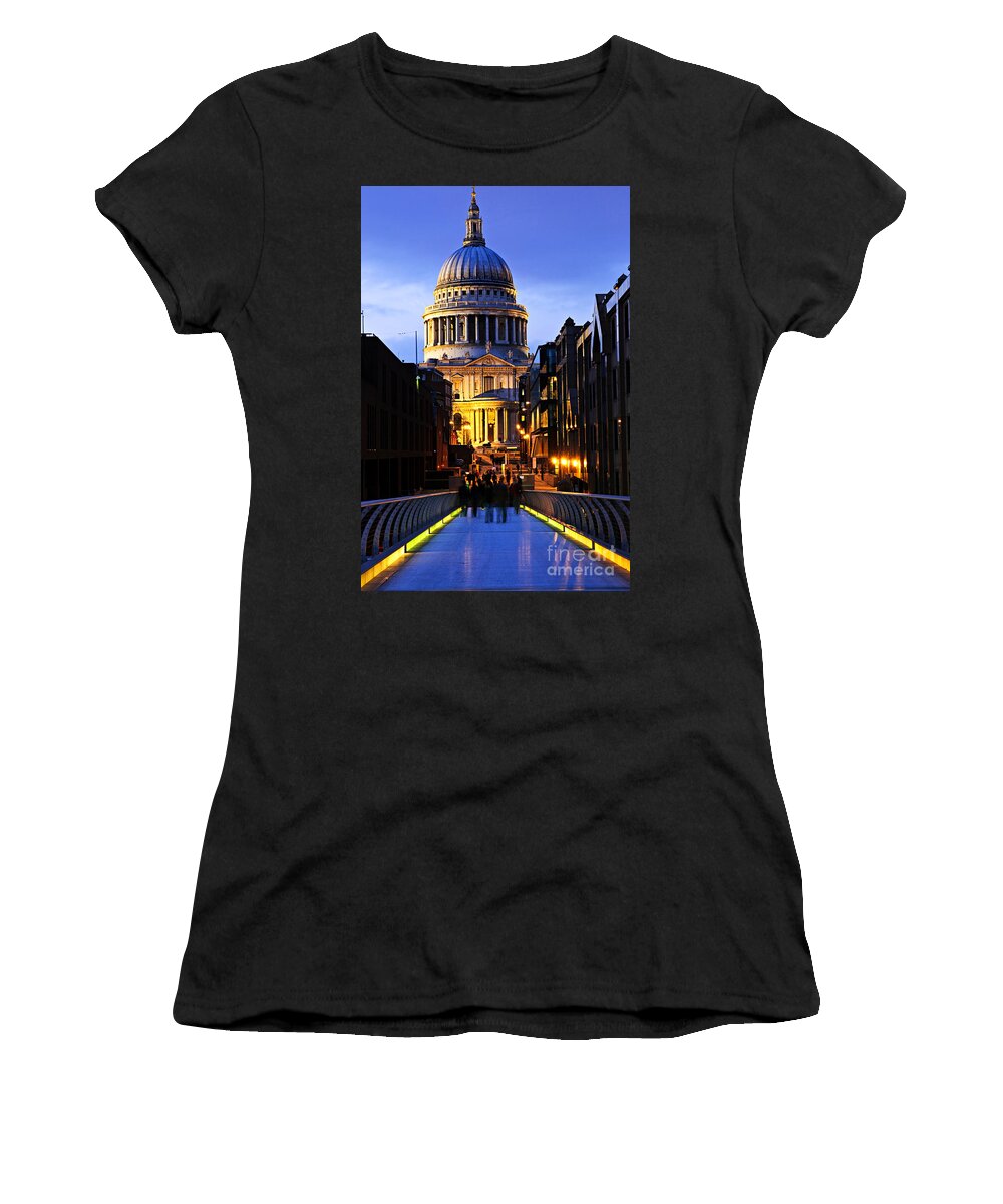 Saint Women's T-Shirt featuring the photograph St. Paul's Cathedral from Millennium Bridge by Elena Elisseeva