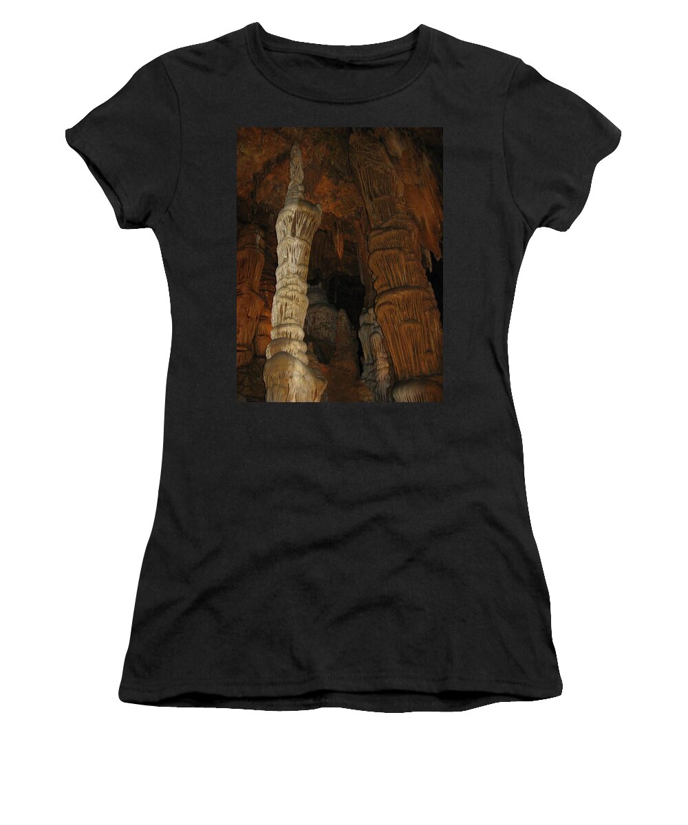 Stalacmites Women's T-Shirt featuring the photograph Stalacmites in Luray Caverns VA by Ausra Huntington nee Paulauskaite