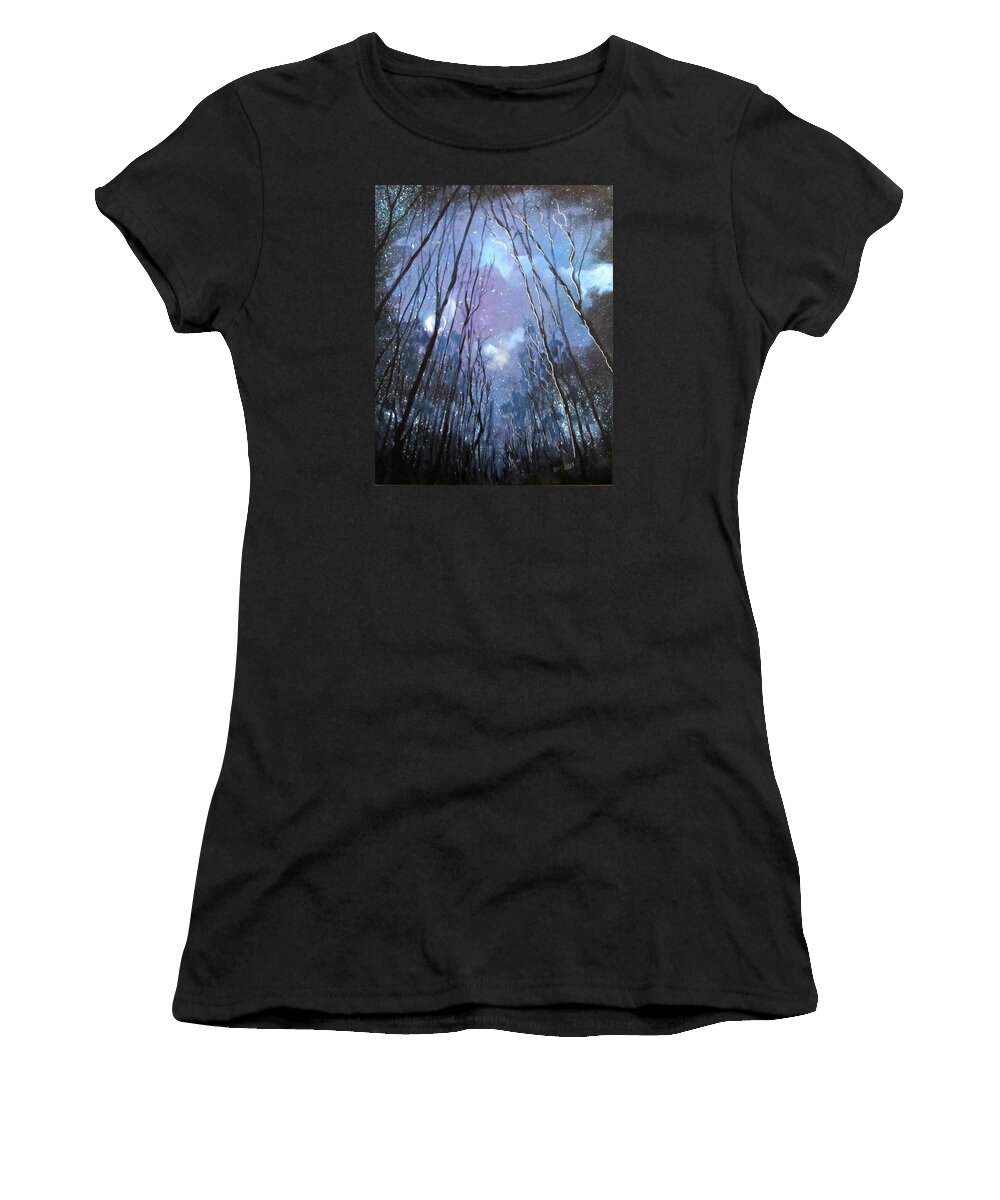 Landscape Women's T-Shirt featuring the painting Starlight by Barbara O'Toole