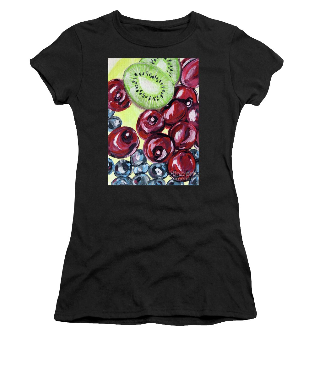 Still Life Women's T-Shirt featuring the painting Still Life 130. Cherries by Oksana Semenchenko