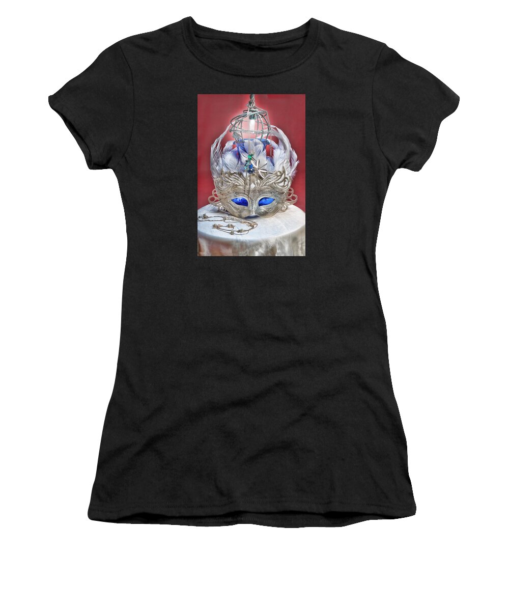 Sharon Popek Women's T-Shirt featuring the photograph Still Life Mask Red by Sharon Popek
