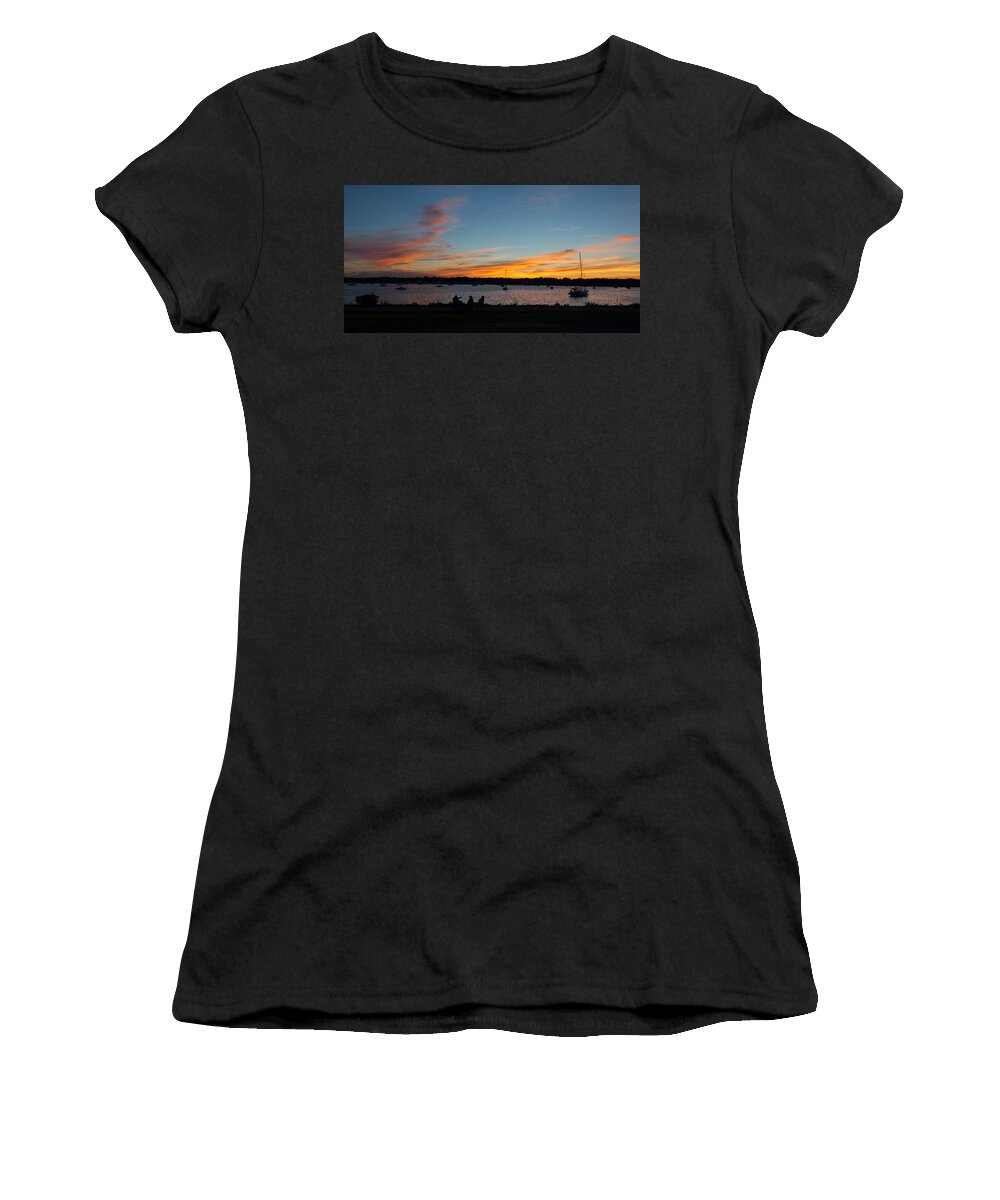 Sunset Landscape At The Beach With Friend Women's T-Shirt featuring the photograph Summer sunset with friends by Kenneth Cole
