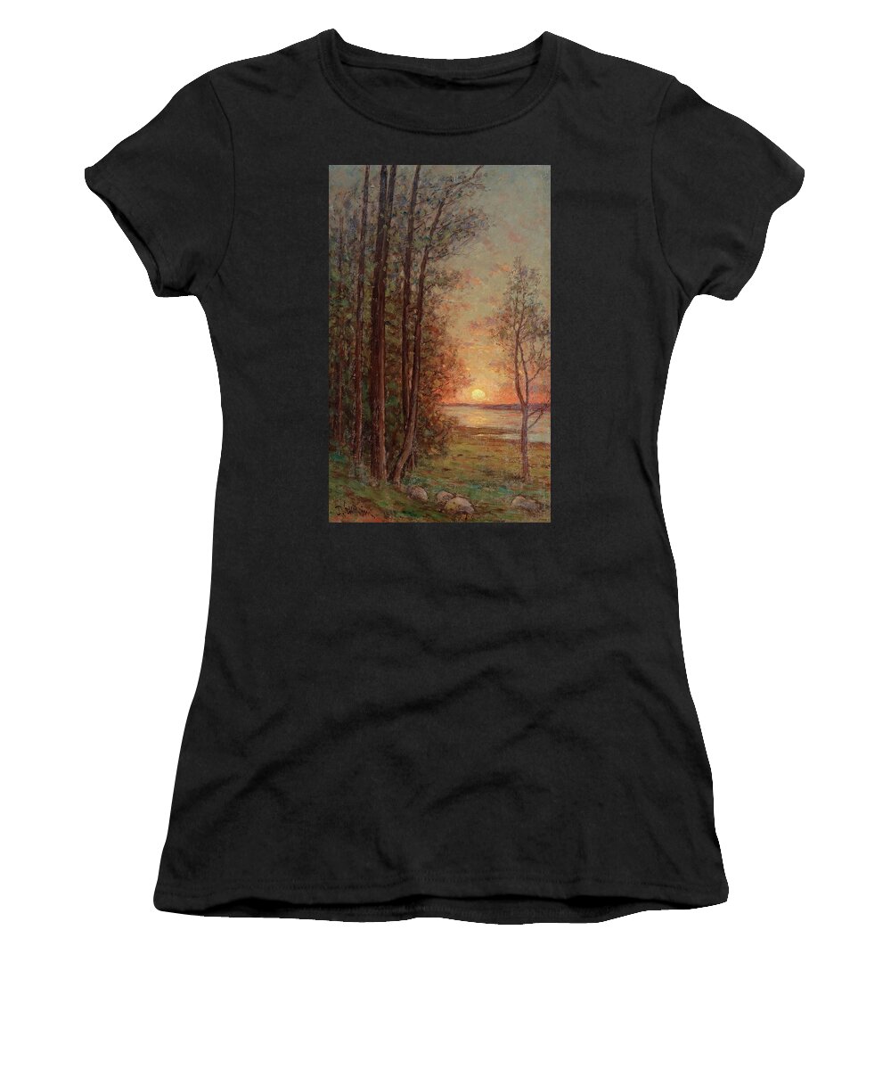 Per Ekstrm Women's T-Shirt featuring the painting Sun Setting Over The Sea by MotionAge Designs