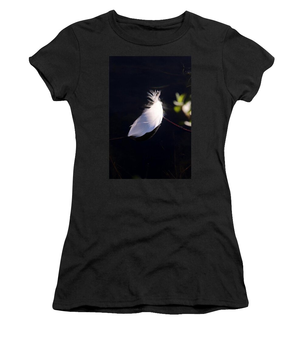 Karen Silvestri Women's T-Shirt featuring the photograph Sunlit Feather by Karen Silvestri