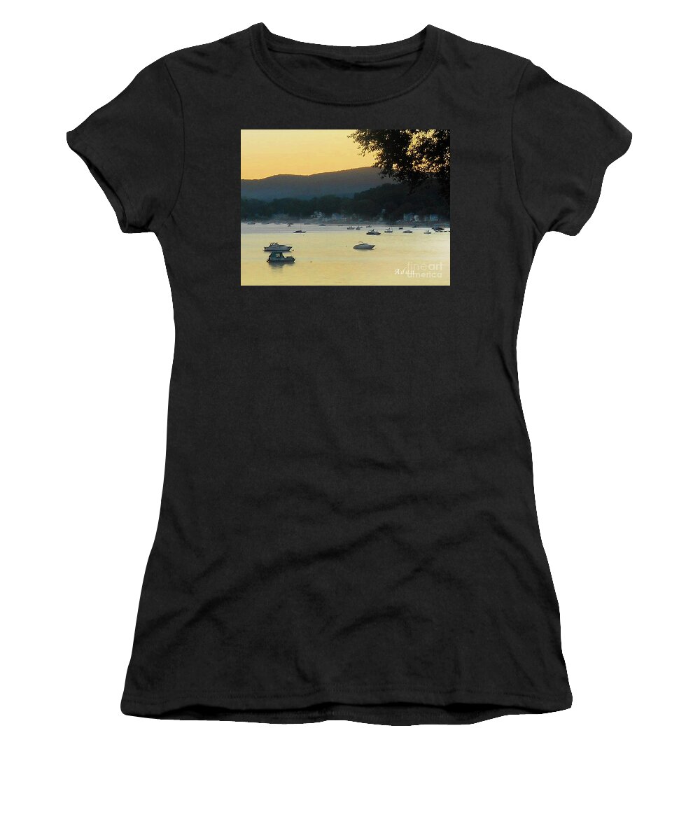 Malletts Bay Women's T-Shirt featuring the photograph Sunrise Over Malletts Bay Panorama - Nine v2 Detail by Felipe Adan Lerma