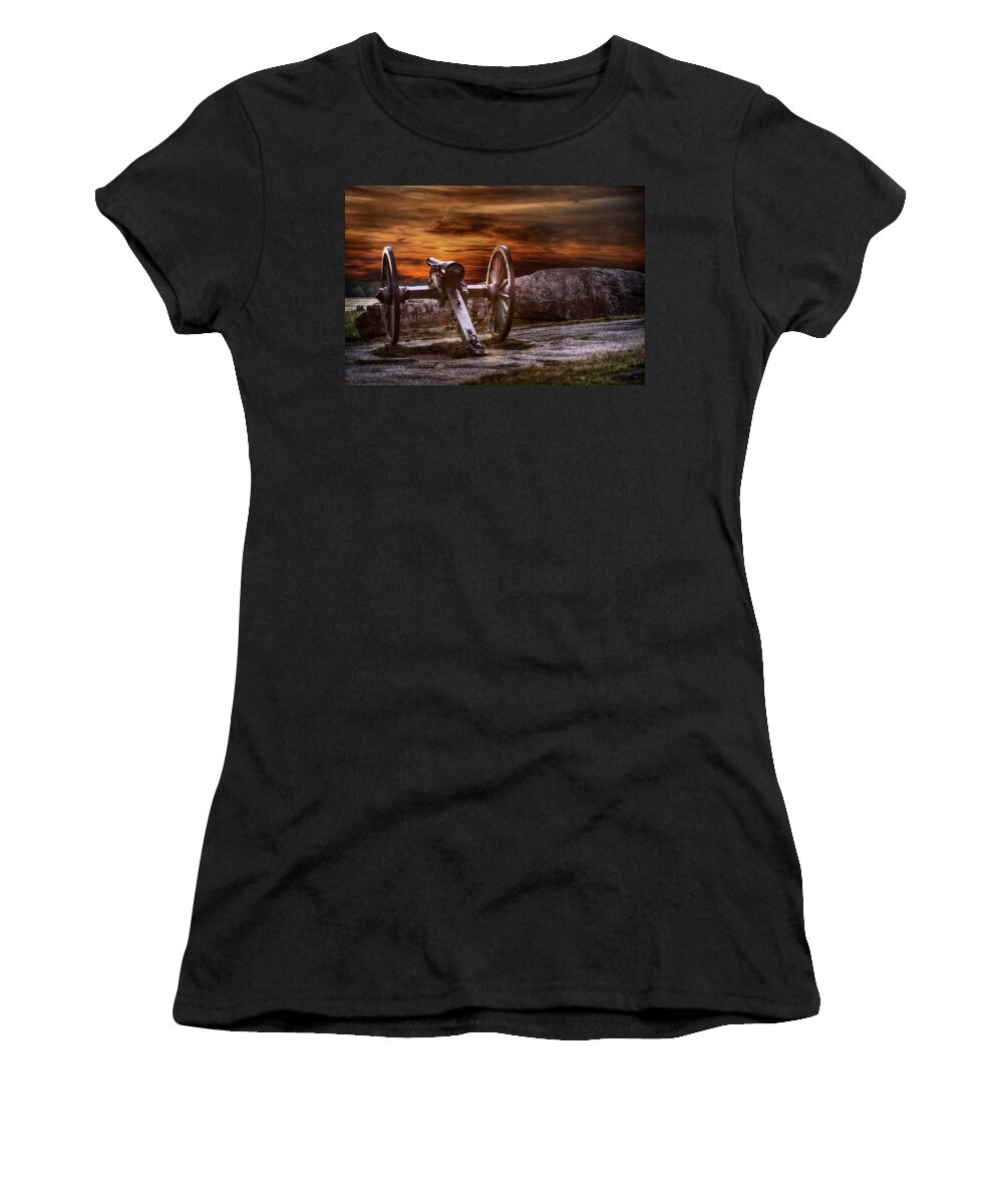 Artillery Women's T-Shirt featuring the digital art Sunset at Gettysburg by Randy Steele
