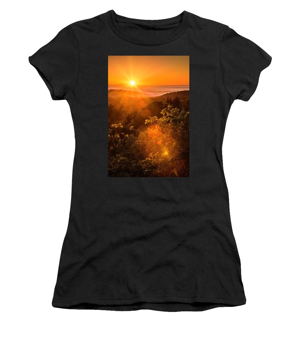 Pacific Women's T-Shirt featuring the photograph Sunset Fog over the Pacific #2 by Bryant Coffey