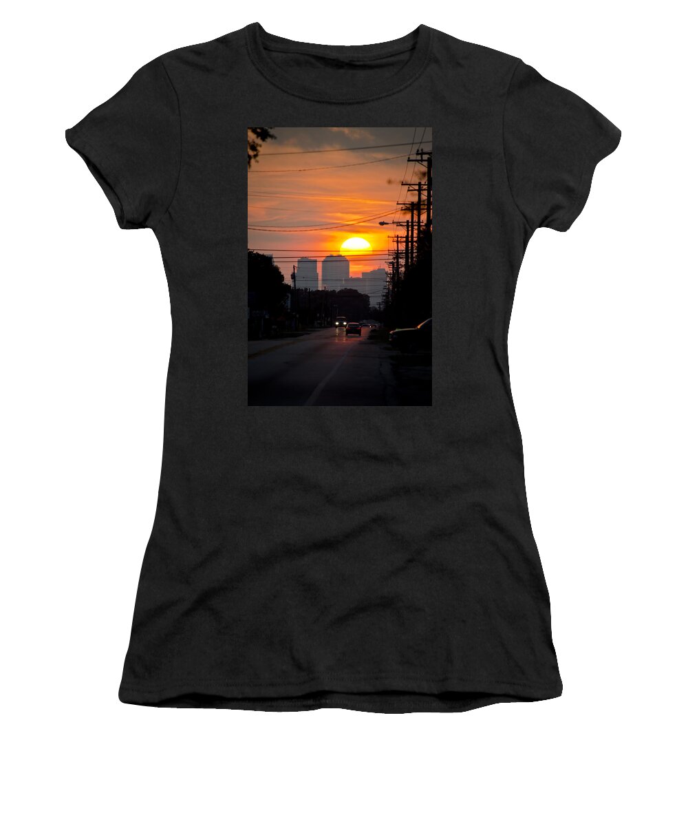 Setting Sun Women's T-Shirt featuring the photograph Sunset on the City by Carolyn Marshall